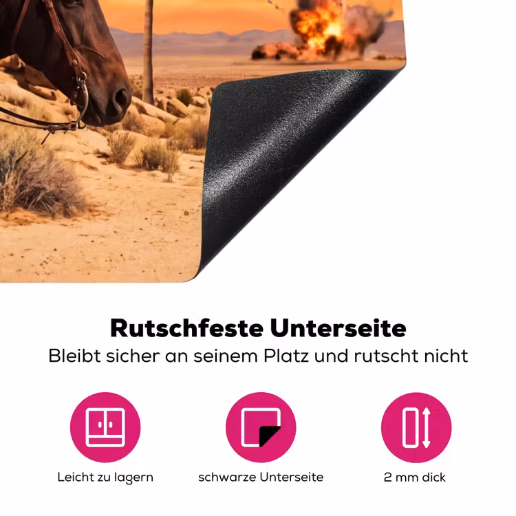 Herdabdeckplatte - Cowboy – Pferd – Wüste - Cowboy - Paard - Woestijn Inductie beschermer vinyl 3mm middel