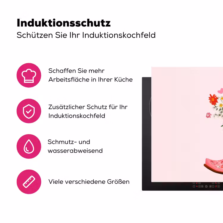 Cowboylaarzen - Roze - Boeket - Bloemen Inductie beschermer vinyl 3mm klein -zzzzzzz-lf-ups