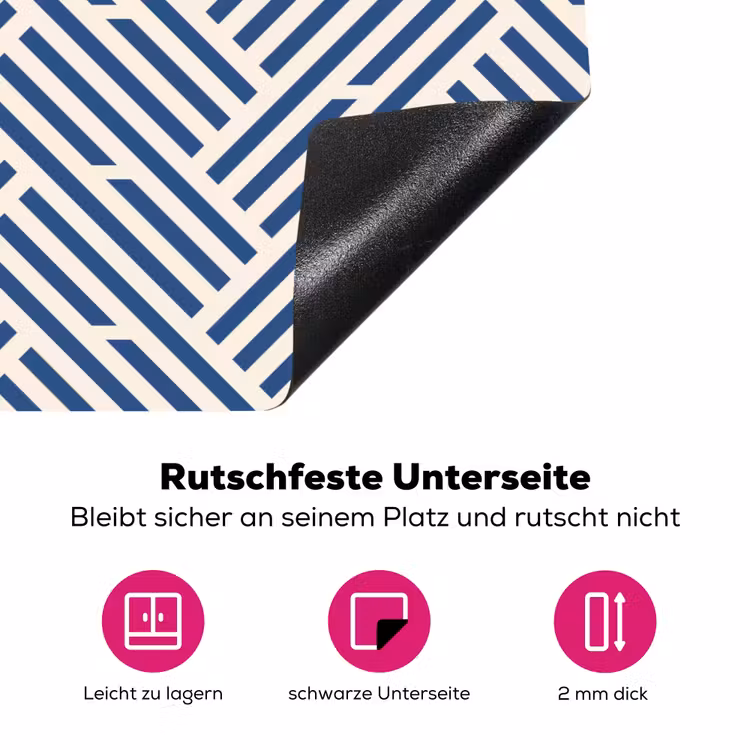Crème - Blauw - Strepen - Patroon Inductie beschermer vinyl 3mm klein 276 -zzzzzzz-lf-onderkant