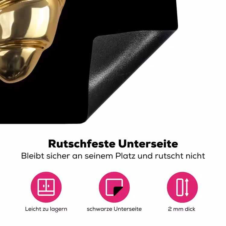 Croissant - Brood - Goud - Zwart Inductie beschermer vinyl 3mm klein -zzzzzzz-lf-onderkant