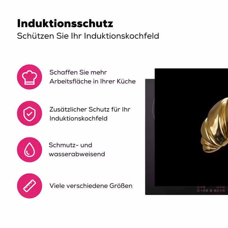 Croissant - Brood - Goud - Zwart Inductie beschermer vinyl 3mm klein -zzzzzzz-lf-ups