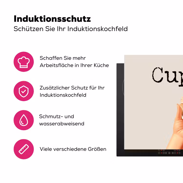 Cupcake - Zoet - Kers Inductie beschermer vinyl 3mm klein -zzzzzzz-lf-ups