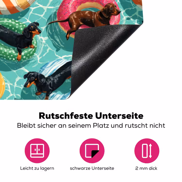 Teckels - Zwembad - Kleurrijk Inductie beschermer vinyl 3mm klein 276 -zzzzzzz-lf-onderkant