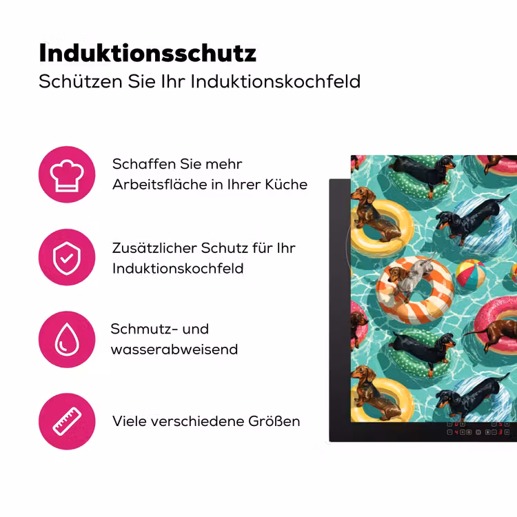 Teckels - Zwembad - Kleurrijk Inductie beschermer vinyl 3mm klein 276 -zzzzzzz-lf-ups