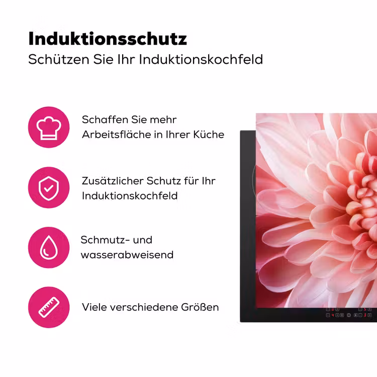 Dahlia - Bloem - Close up - Roze Inductie beschermer vinyl 3mm klein -zzzzzzz-lf-ups