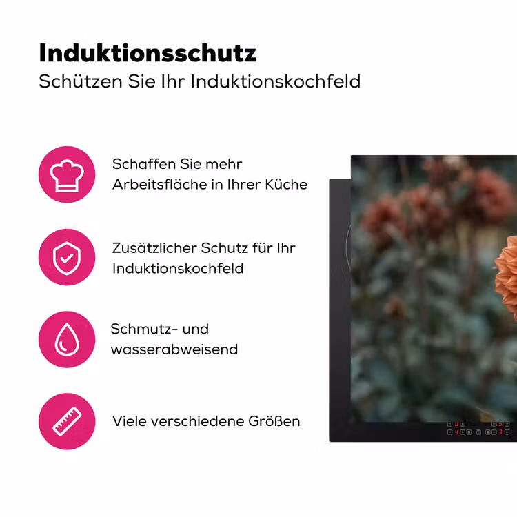 Dahlia - Bloem - Natuur - Sfeervol Inductie beschermer vinyl 3mm klein -zzzzzzz-lf-ups