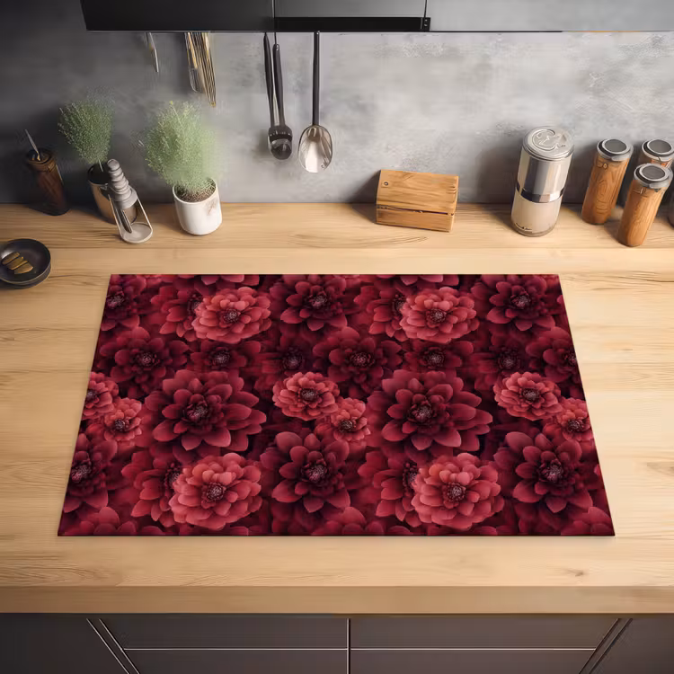 Dahlias - Bloemen - Rood Inductie beschermer vinyl 3mm klein 276 -sfeer5