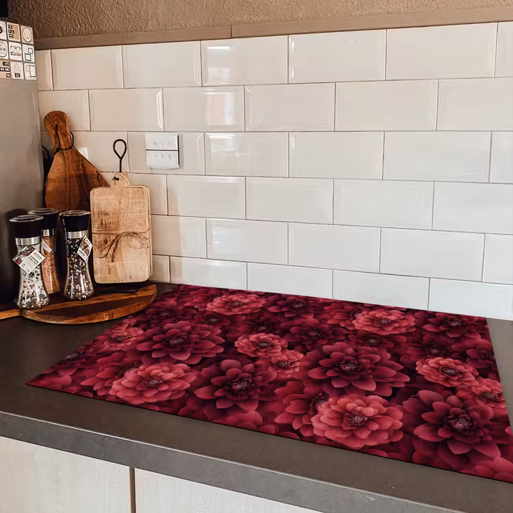 Dahlias - Bloemen - Rood Inductie beschermer vinyl 3mm klein 276 -sfeer3