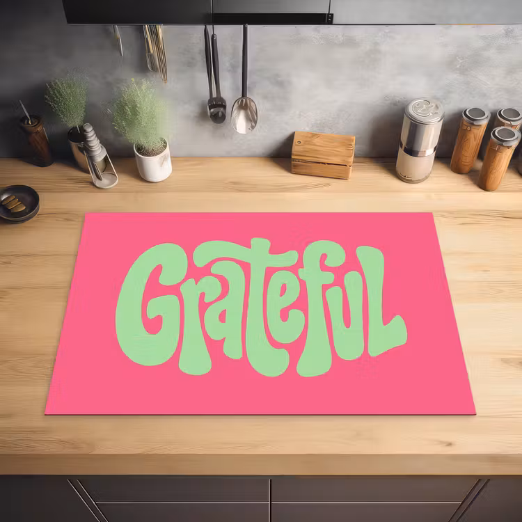 Grateful - Groen - Grafisch - Vloeiend Inductie beschermer vinyl 3mm klein -sfeer5