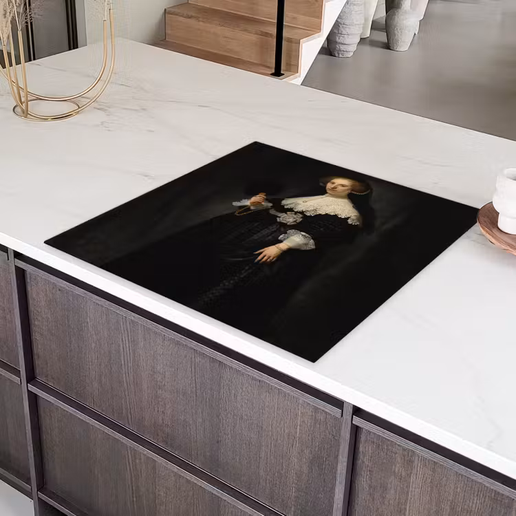 Het huwelijksportret van Oopjen Coppit - Rembrandt van Rijn Inductie beschermer vinyl 3mm middel -sfeer8