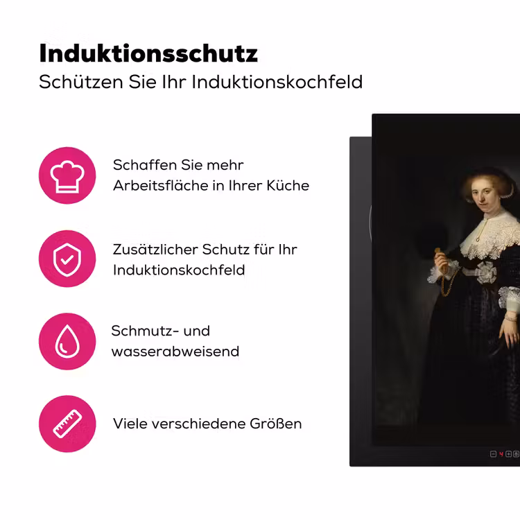 Het huwelijksportret van Oopjen Coppit - Rembrandt van Rijn Inductie beschermer vinyl 3mm middel -zzzzzzz-lf-ups