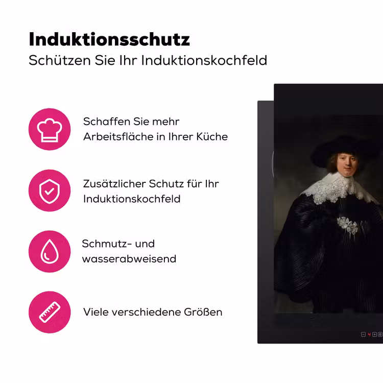 Het huwelijksportret van Marten Soolmans - Rembrandt van Rijn Inductie beschermer vinyl 3mm middel -zzzzzzz-lf-ups