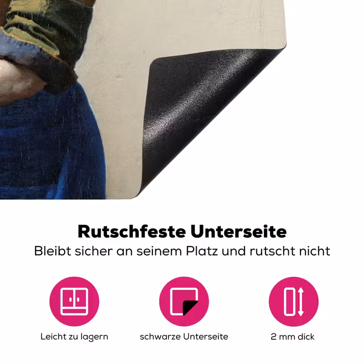 Het melkmeisje - Schilderij van Johannes Vermeer Inductie beschermer vinyl 3mm klein -zzzzzzz-lf-onderkant