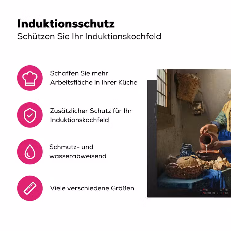 Het melkmeisje - Kunst - Oude meesters - Vermeer Inductie beschermer vinyl 3mm klein -zzzzzzz-lf-ups