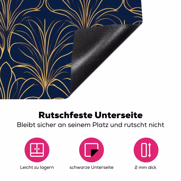 Deco - Waaier - Blauw Inductie beschermer vinyl 3mm klein 276 -zzzzzzz-lf-onderkant