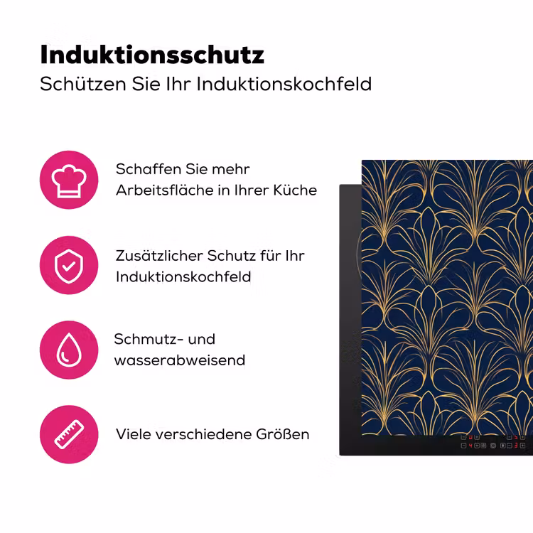 Deco - Waaier - Blauw Inductie beschermer vinyl 3mm klein 276 -zzzzzzz-lf-ups