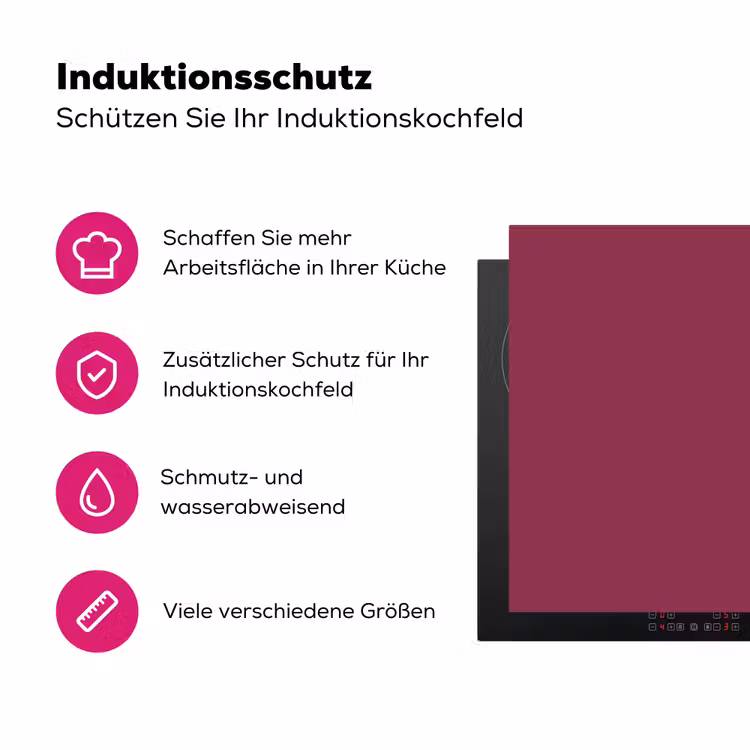 Deep - Rasberry - Rood Inductie beschermer vinyl 3mm middel 274 -zzzzzzz-lf-ups