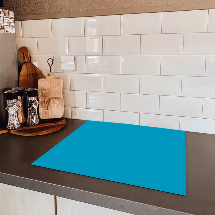 Deep - Turquoise - Turkoois Inductie beschermer vinyl 3mm middel 274 -sfeer3
