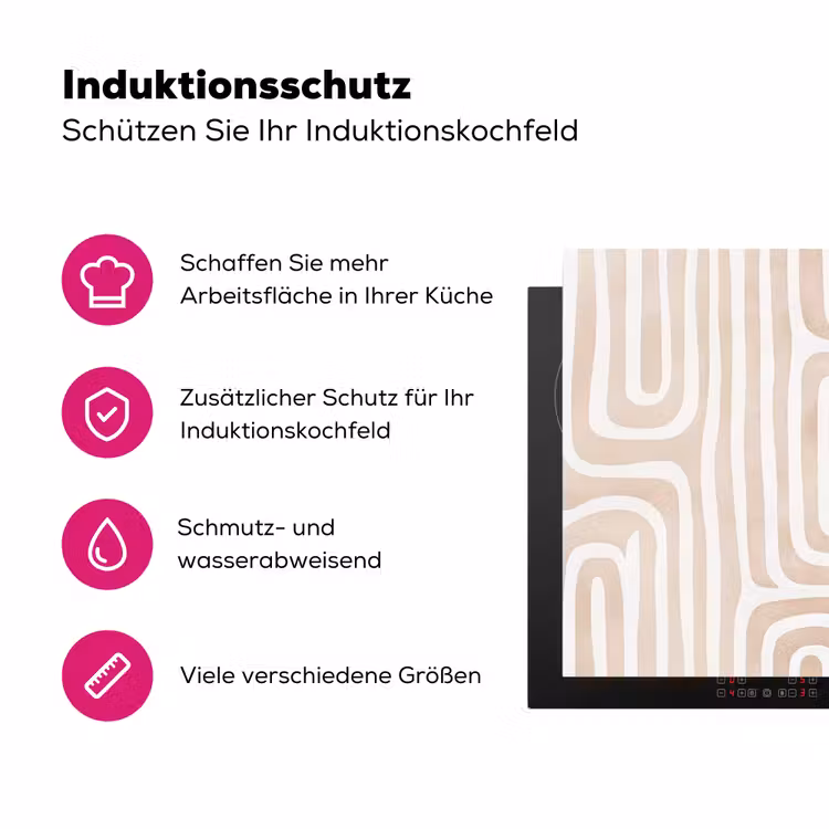 Decoratief - Labyrint - Beige Inductie beschermer vinyl 3mm klein -zzzzzzz-lf-ups