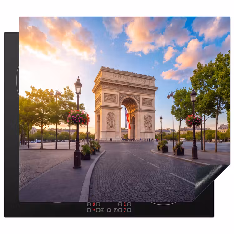 Monument - Parijs - Zonsondergang - Architectuur - Goud Inductie beschermer vinyl 3mm middel -3d