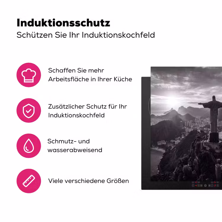 Monument - Stadsgezicht - Landschap - Zwart-wit Inductie beschermer vinyl 3mm middel -zzzzzzz-lf-ups