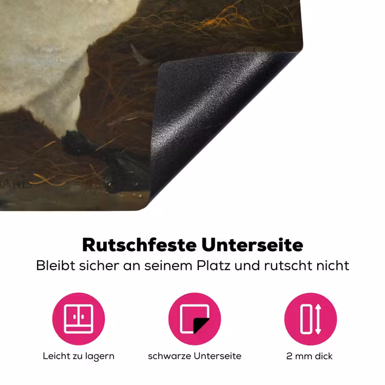 De bedreigde zwaan - Schilderij van Jan Asselijn Inductie beschermer vinyl 3mm klein -zzzzzzz-lf-onderkant