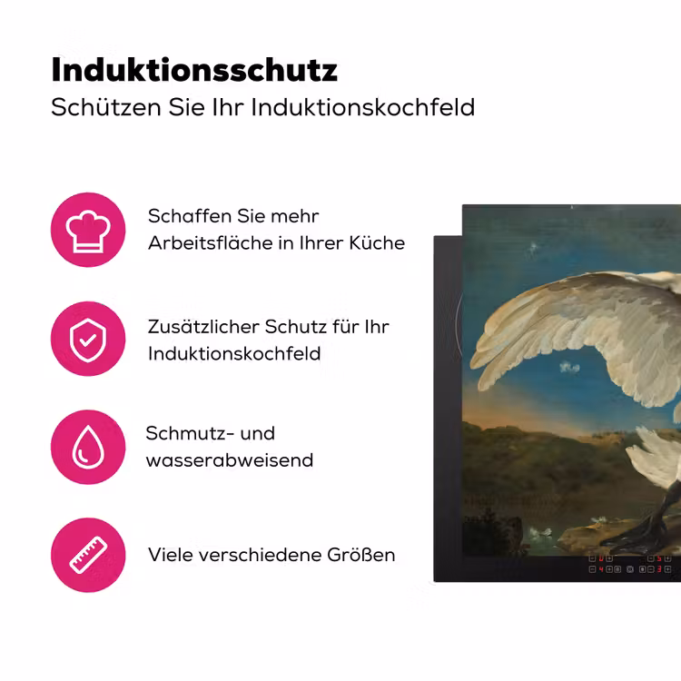 De bedreigde zwaan - Schilderij van Jan Asselijn Inductie beschermer vinyl 3mm klein -zzzzzzz-lf-ups