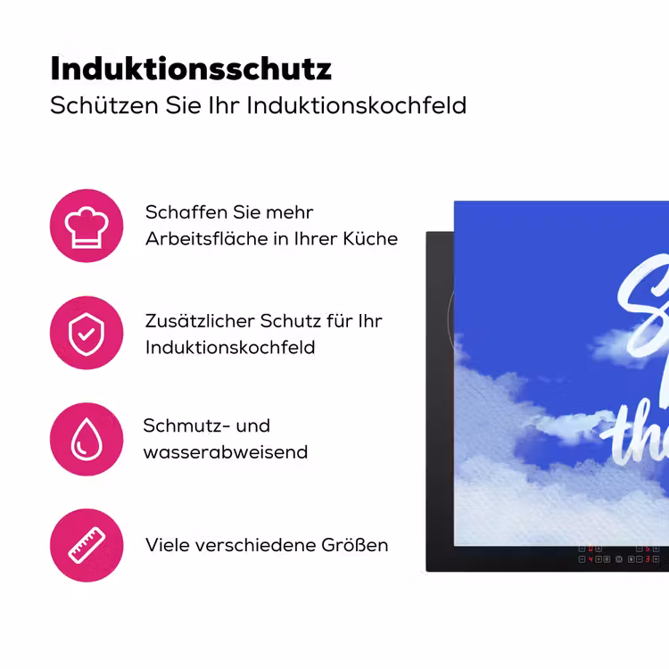 Sky is not the limit - Blauwe lucht - Wolken Inductie beschermer vinyl 3mm klein -zzzzzzz-lf-ups