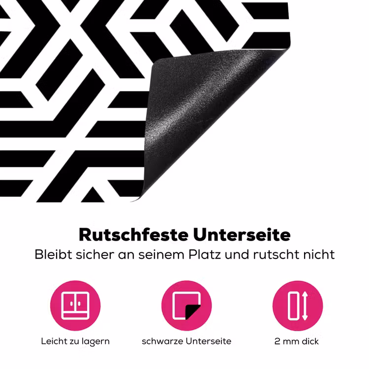 Design - Geometrie - Patroon - Zwart - Wit Inductie beschermer vinyl 3mm klein 276 -zzzzzzz-lf-onderkant