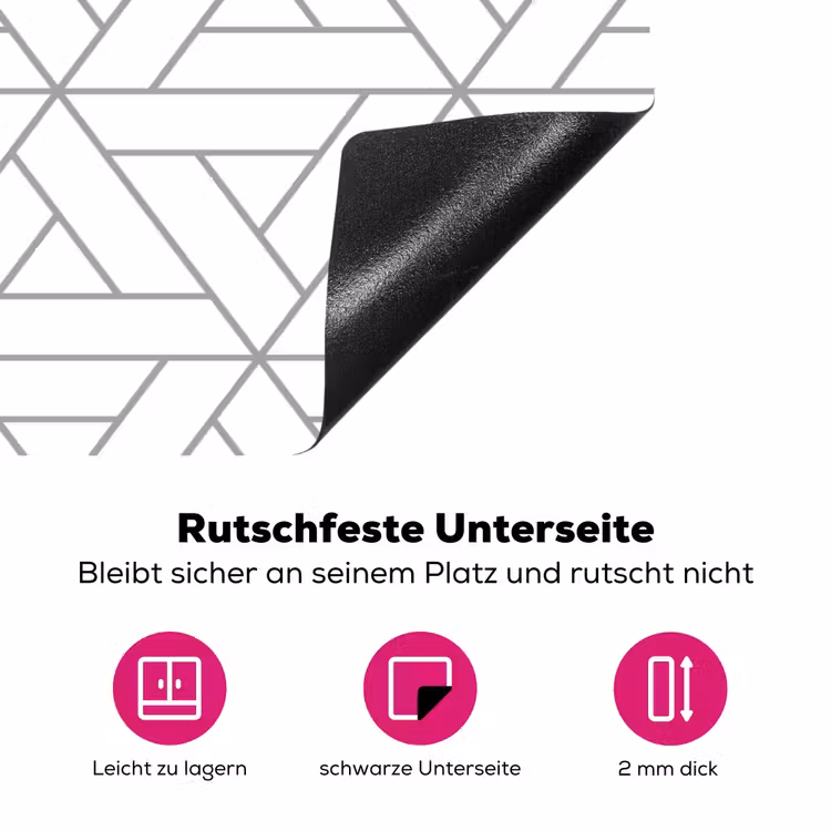 Design - Lijn - Patroon - Zwart - Wit Inductie beschermer vinyl 3mm klein 276 -zzzzzzz-lf-onderkant