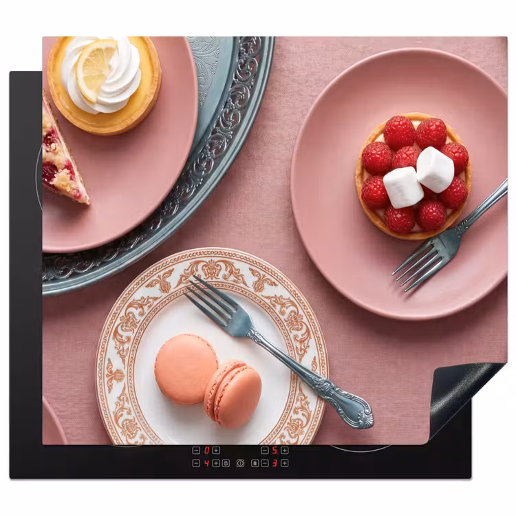 Dessert - Taart - Gebak - Zoet - Roze Inductie beschermer vinyl 3mm middel -3d