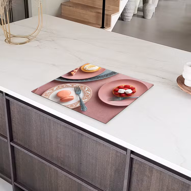 Dessert - Taart - Gebak - Zoet - Roze Inductie beschermer vinyl 3mm middel -sfeer8