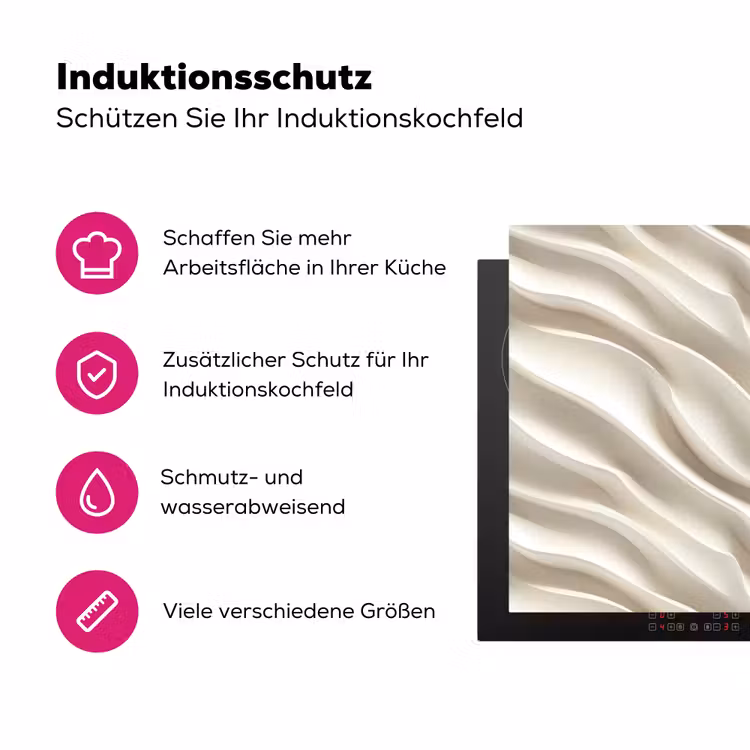 Diagonaal - Golven - Crème Inductie beschermer vinyl 3mm klein 276 -zzzzzzz-lf-ups