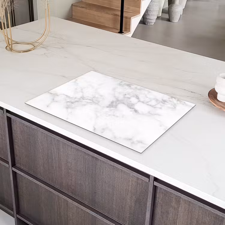 Elegantie van Wit Marmer Inductie beschermer vinyl 3mm klein -sfeer8