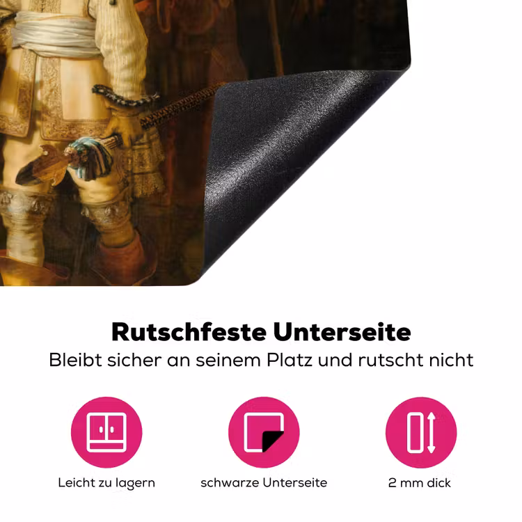 De Nachtwacht - Schilderij van Rembrandt van Rijn Inductie beschermer vinyl 3mm klein -zzzzzzz-lf-onderkant