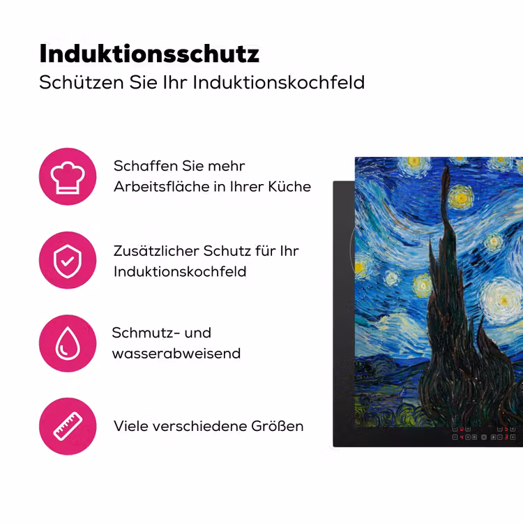 De sterrennacht - Vincent van Gogh Inductie beschermer vinyl 3mm klein -zzzzzzz-lf-ups