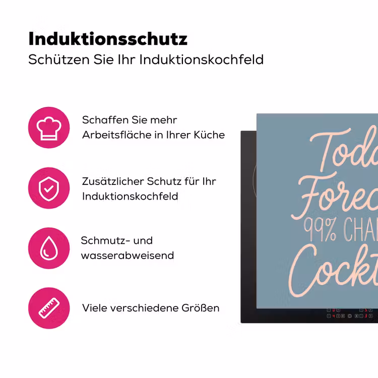 Today's Forecast - Cocktails - Blauw Inductie beschermer vinyl 3mm middel -zzzzzzz-lf-ups