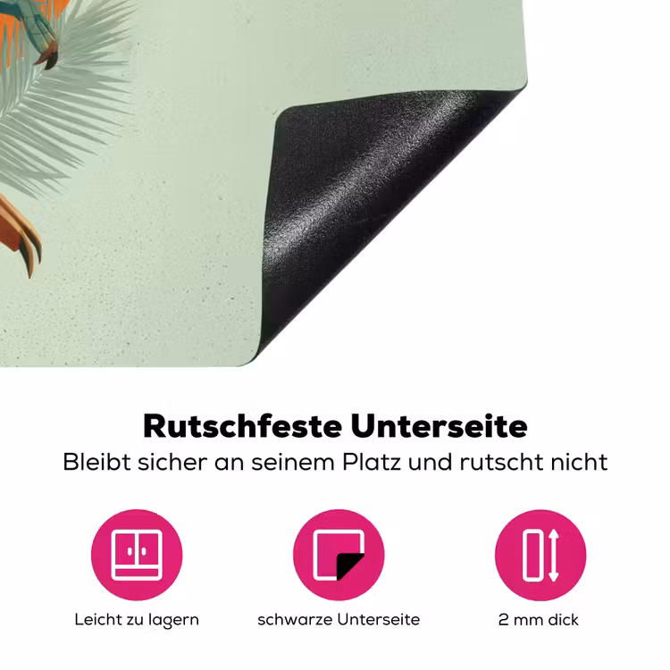 Dino - Bladeren - Grafisch - Groen Inductie beschermer vinyl 3mm klein -zzzzzzz-lf-onderkant