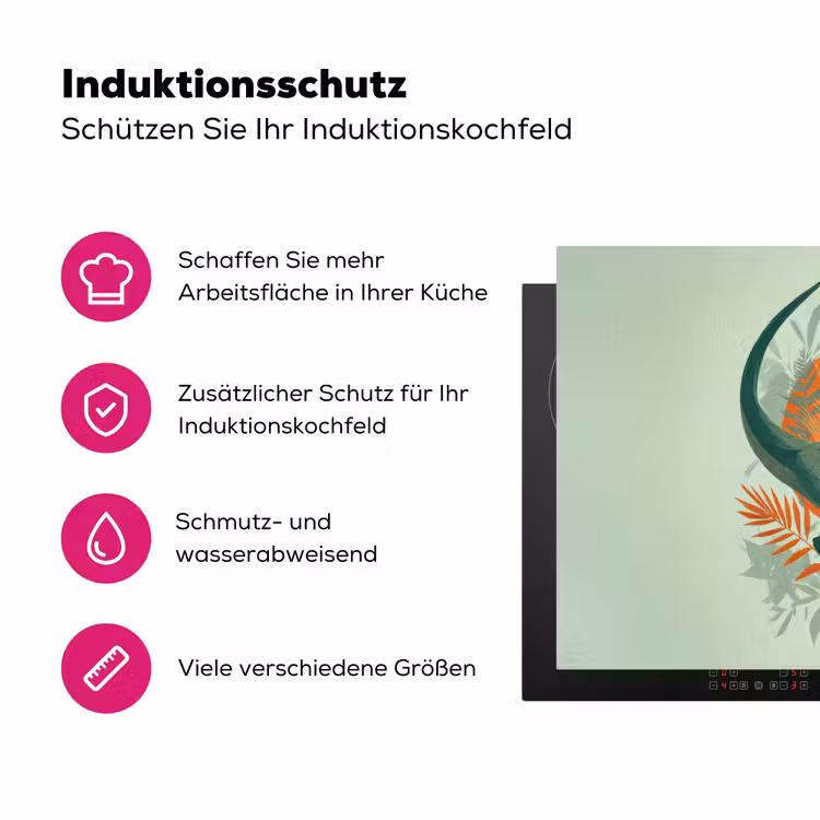 Dino - Bladeren - Grafisch - Groen Inductie beschermer vinyl 3mm klein -zzzzzzz-lf-ups