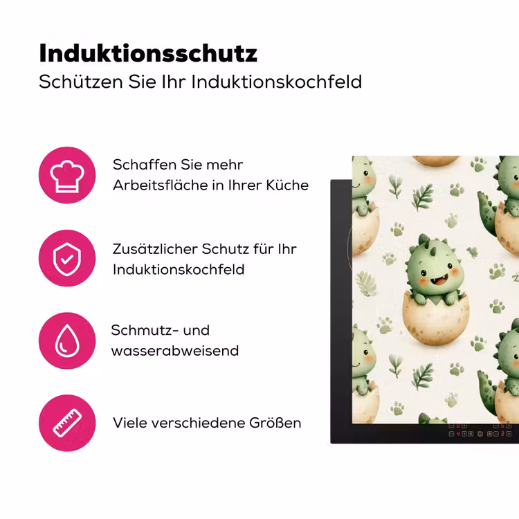 Dino - Eieren - Groen Inductie beschermer vinyl 3mm klein 276 -zzzzzzz-lf-ups