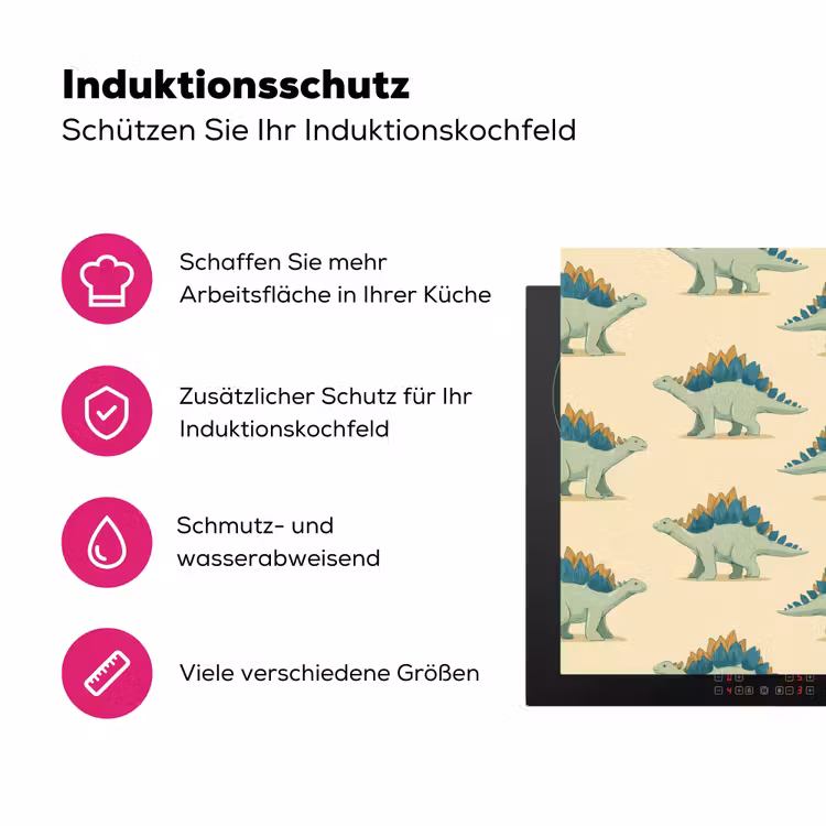 Dino - Patroon - Groen Inductie beschermer vinyl 3mm klein 276 -zzzzzzz-lf-ups