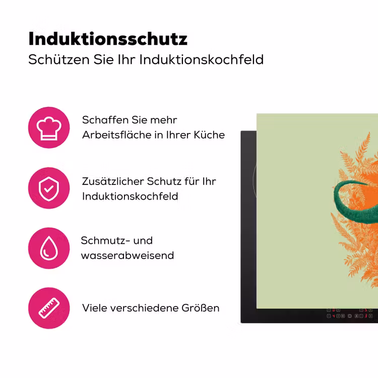 Dinosaurus - Groen - Planten - Cirkel Inductie beschermer vinyl 3mm klein -zzzzzzz-lf-ups