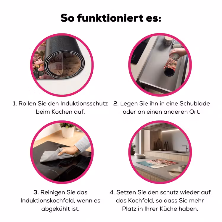 Herdabdeckplatte - Dinosaurier – Rosa – Landschaft - Dinosaurus - Roze - Landschap Inductie beschermer vinyl 3mm middel