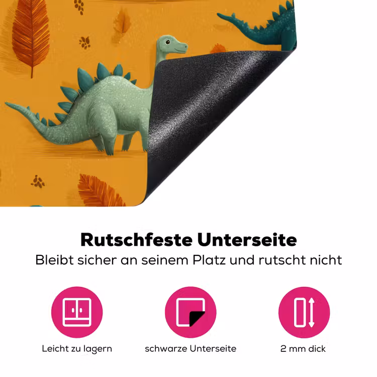 Dinosaurussen - Stekels - Herfstbladeren - Bruin Inductie beschermer vinyl 3mm klein -zzzzzzz-lf-onderkant