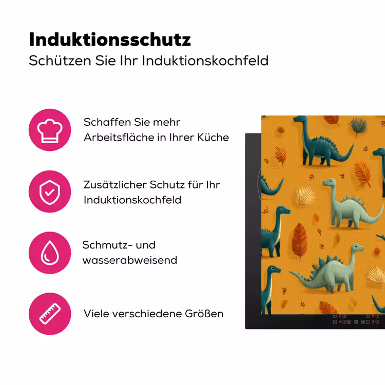 Dinosaurussen - Stekels - Herfstbladeren - Bruin Inductie beschermer vinyl 3mm klein -zzzzzzz-lf-ups