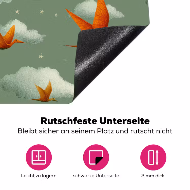 Dinosaurussen - Wolken - Sterren - Oranje Inductie beschermer vinyl 3mm klein -zzzzzzz-lf-onderkant