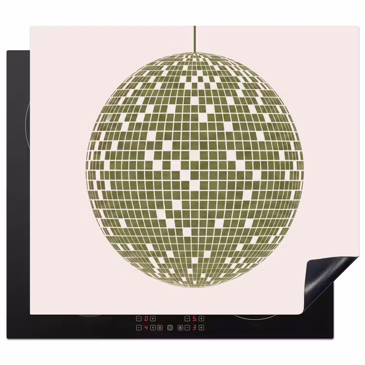 Disco - Bal - Groen - Abstract - Modern Inductie beschermer vinyl 3mm middel -3d