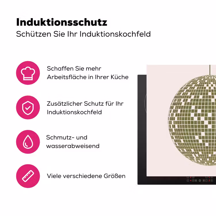 Disco - Bal - Groen - Abstract - Modern Inductie beschermer vinyl 3mm middel -zzzzzzz-lf-ups