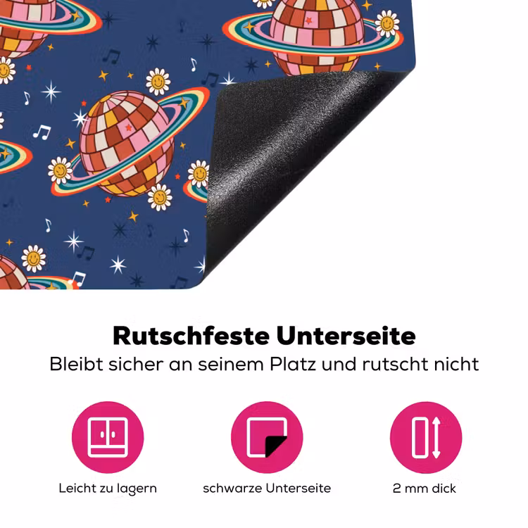 Retro - Disco - Discobal - Regenboog - Multi Inductie beschermer vinyl 3mm klein 276 -zzzzzzz-lf-onderkant