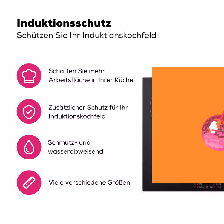 Discoballen - Kers - Spiegels - Roze Inductie beschermer vinyl 3mm klein -zzzzzzz-lf-ups